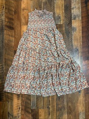 Plus Size Floral Tiered Smocked Mock Meck Dress